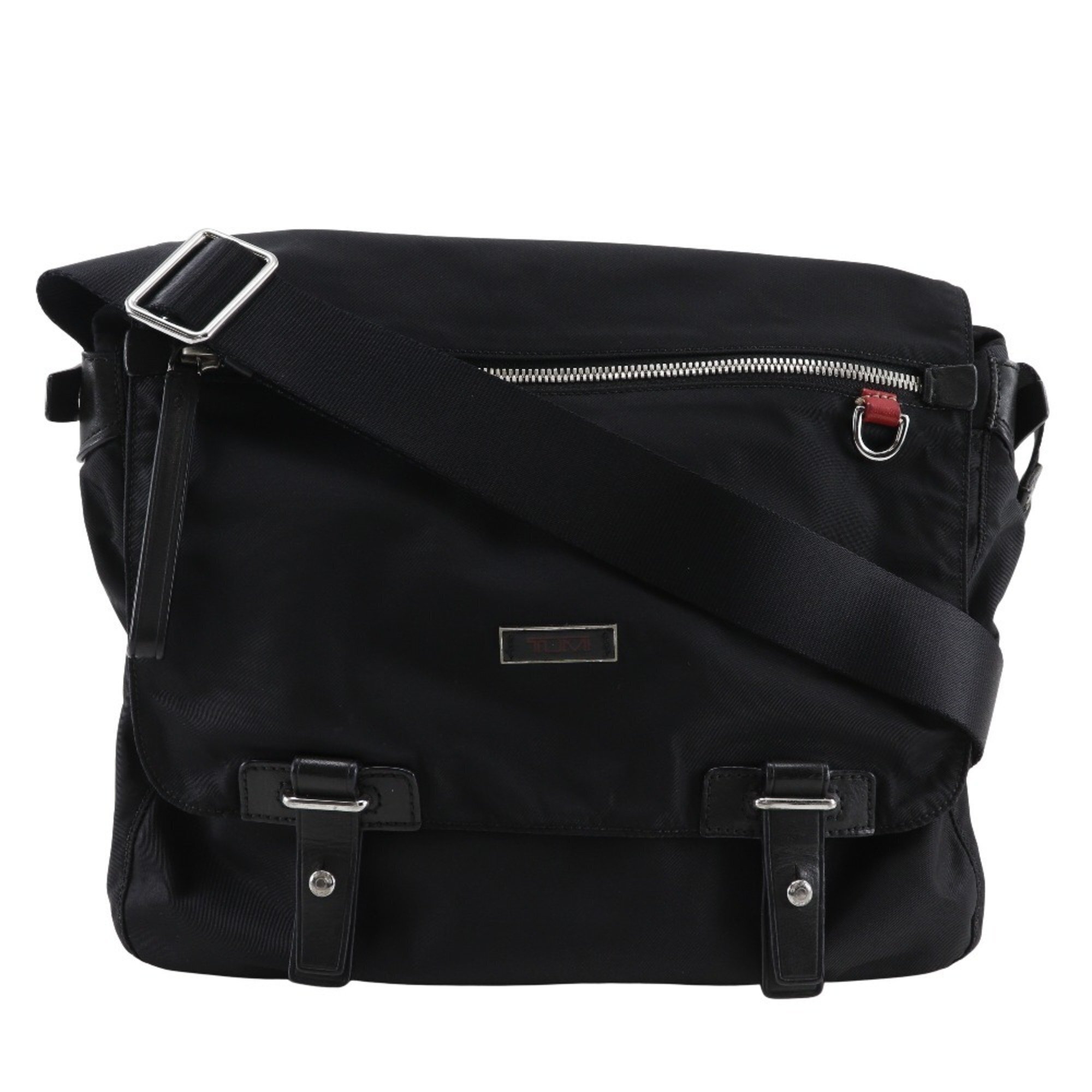 Tumi Men's Nylon Messenger Bag With Flap, Black